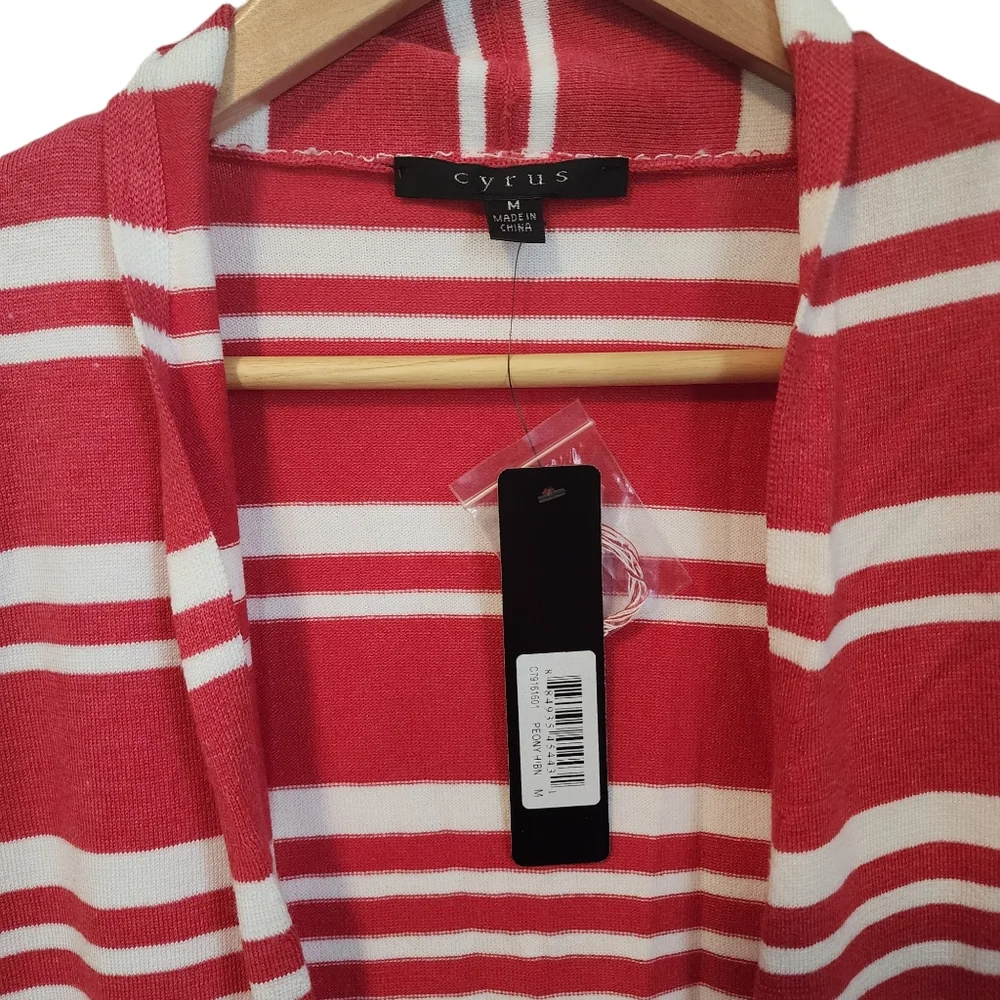 NEW Cyrus Lightweight Peony Open Front Striped Long Cardigan - Picture 6 of 6